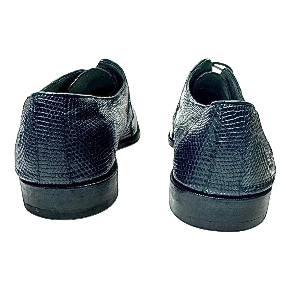 Belvedere Blue Lizard Dress Shoes Mens 10M Exotic Lace Up Luxury Leather
